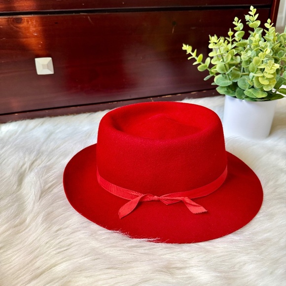 Utica Duxbak Wool Felt Fedora Red Hat Made in USA 7 1/4 Vintage Outdoor - Picture 8 of 9